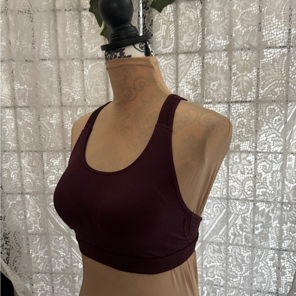Athleta Ribbed Racerback Crisscross Sports Bra Size XS Cocoa Brown - Picture 3 of 14